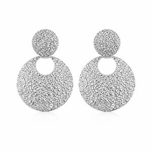 Tuckernuck Silver Textured Circle Drop Statement Earrings